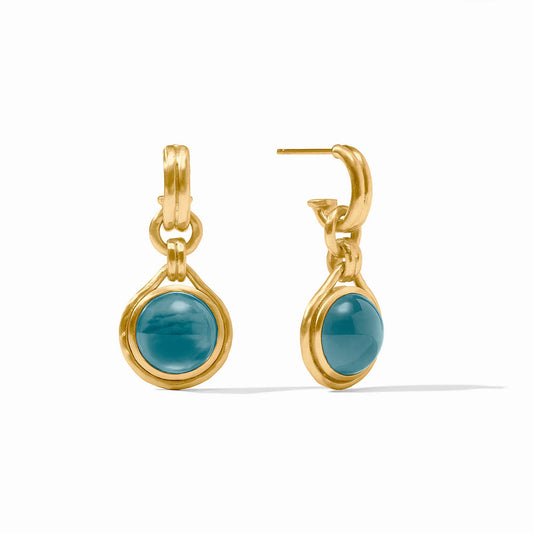 Solara Hoop & Charm Earring- Iridescent Montana Blue