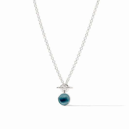 Solara Solitaire Necklace-Iridescent Montana Blue-Silver
