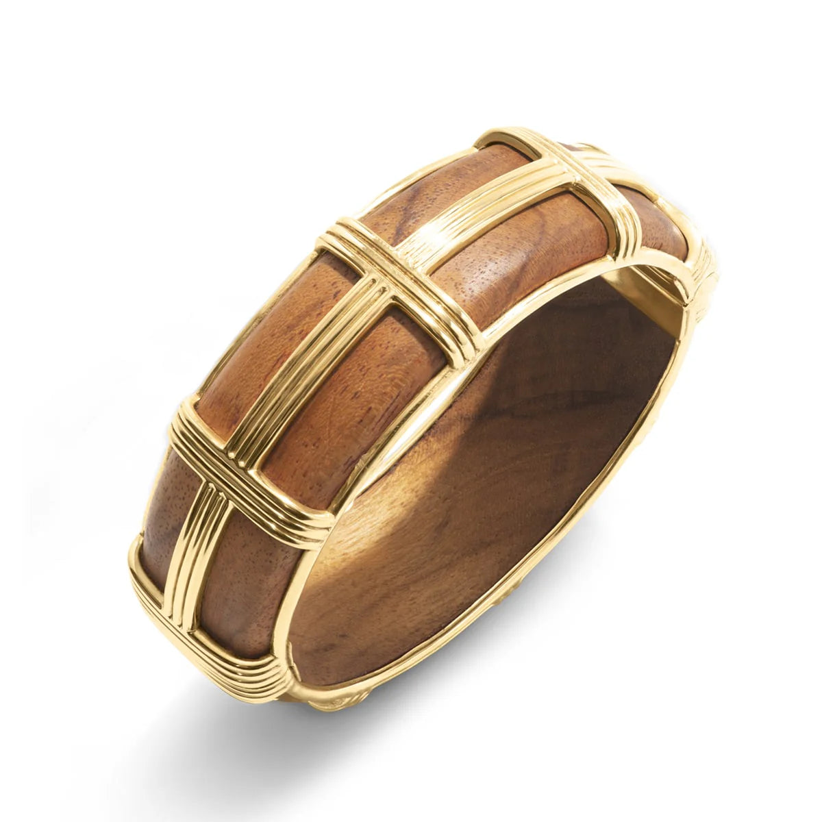 Gaia Hinged Bangle, M/L - Teak