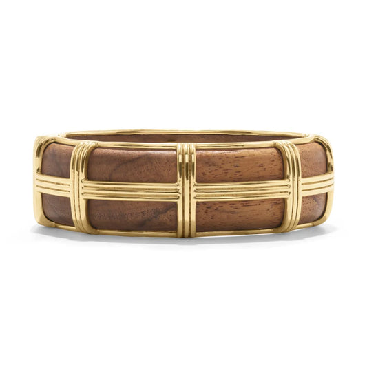 Gaia Hinged Bangle, M/L - Teak