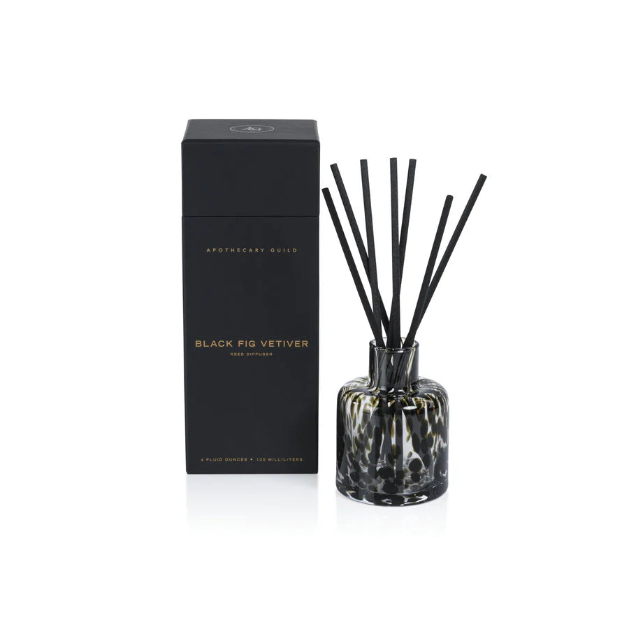 Apothecary Guild Opal Glass Reed Diffuser in Gift Box- Black Fig Vetiver