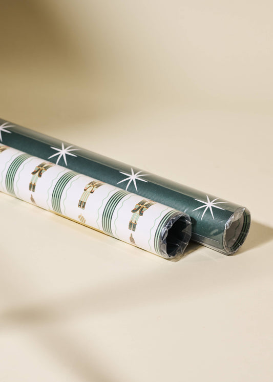 Nutcracker Stripe Stars Double Sided Gift Wrap | 3 Sheets