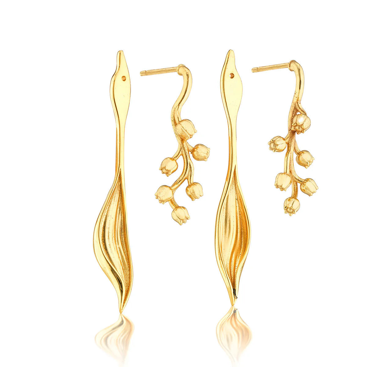 Meadow Lily of the Valley Convertible Earrings - Gold