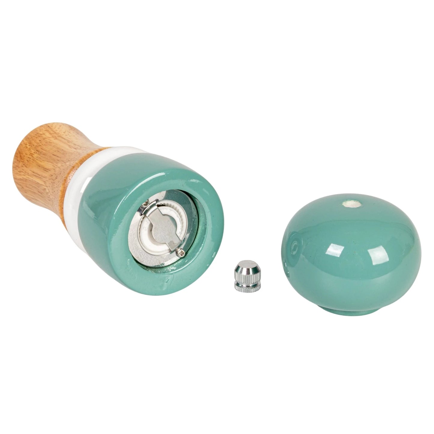 Rubberwood Salt/Pepper Mill, Green, Cream Color & Natural