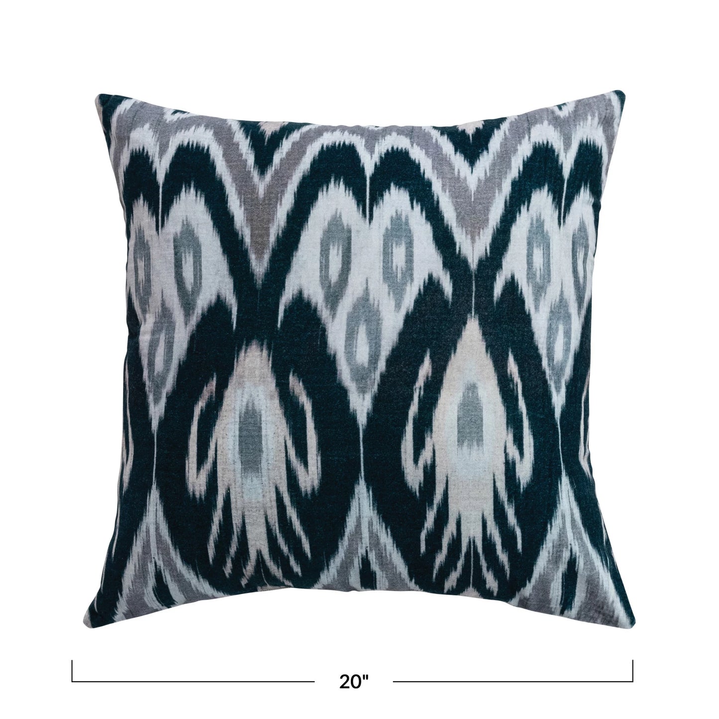 Velvet Ikat Printed Pillow w/ Chambray Back