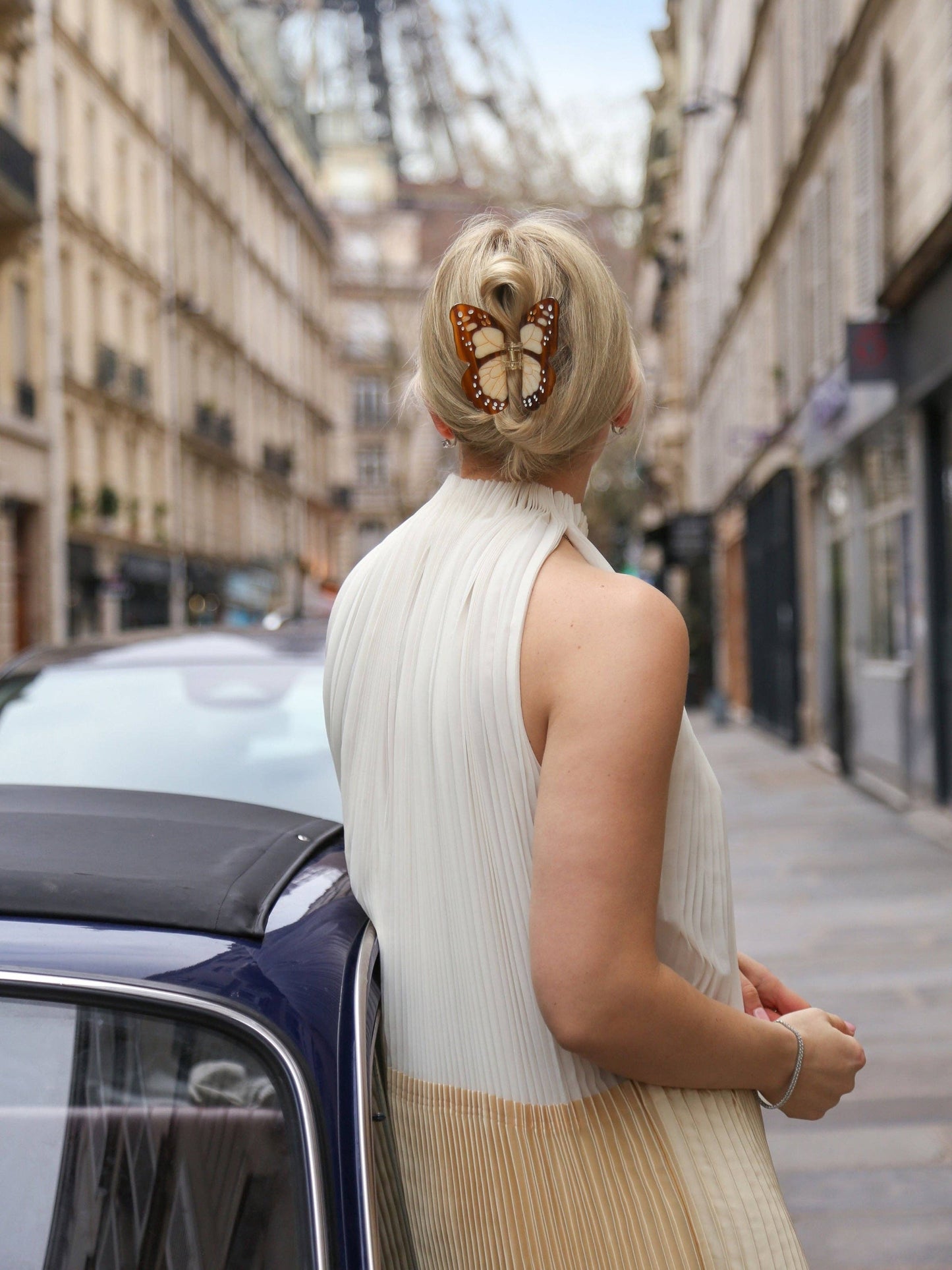 Hand-painted Boho Monarch Claw Hair Clip | Eco-Friendly: Brown
