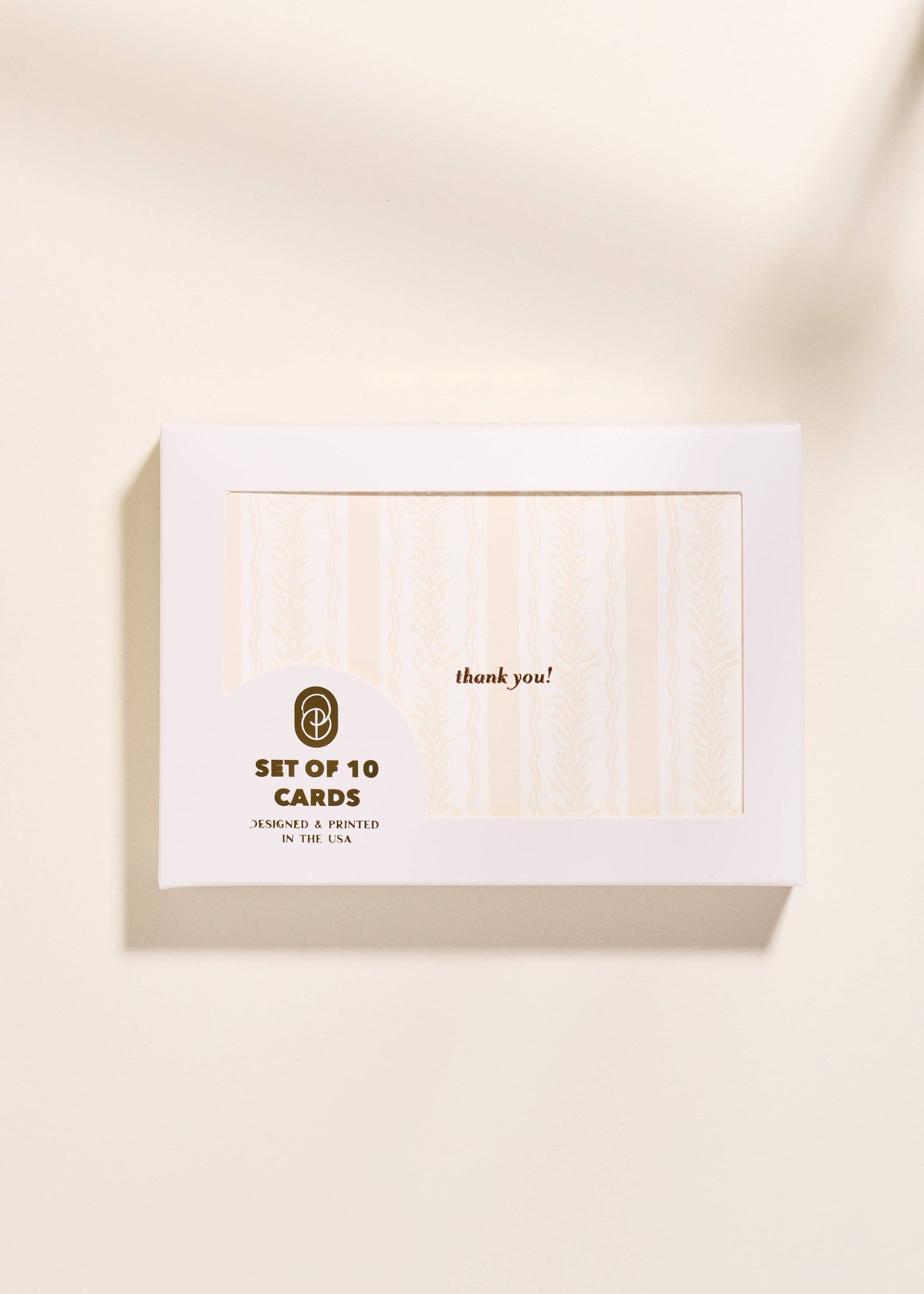 Cream Vines Foil Pressed Folded Thank You Note - Set of 10