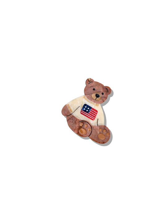 Hand-painted Americana Teddy Grip Charm | Eco-Friendly