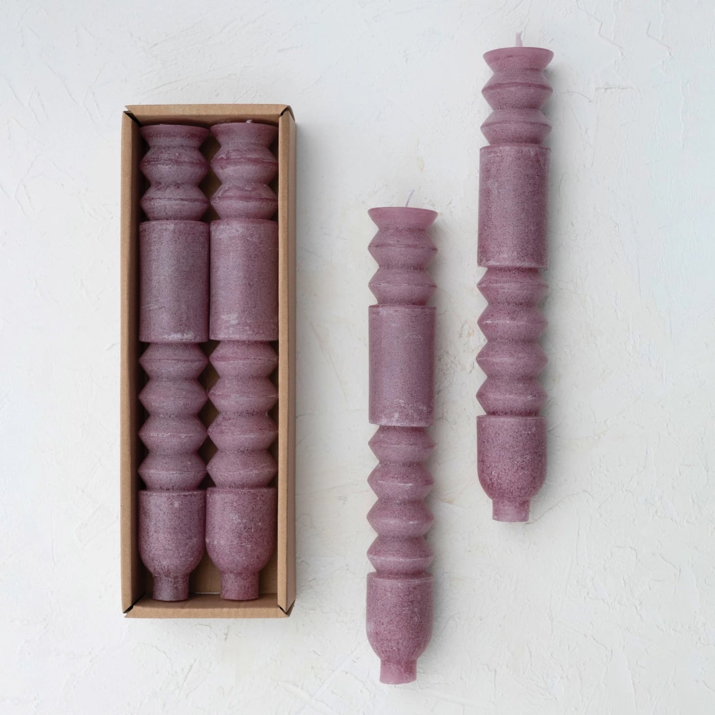 Unscented Taper Candles- Pinot with Powder Finish