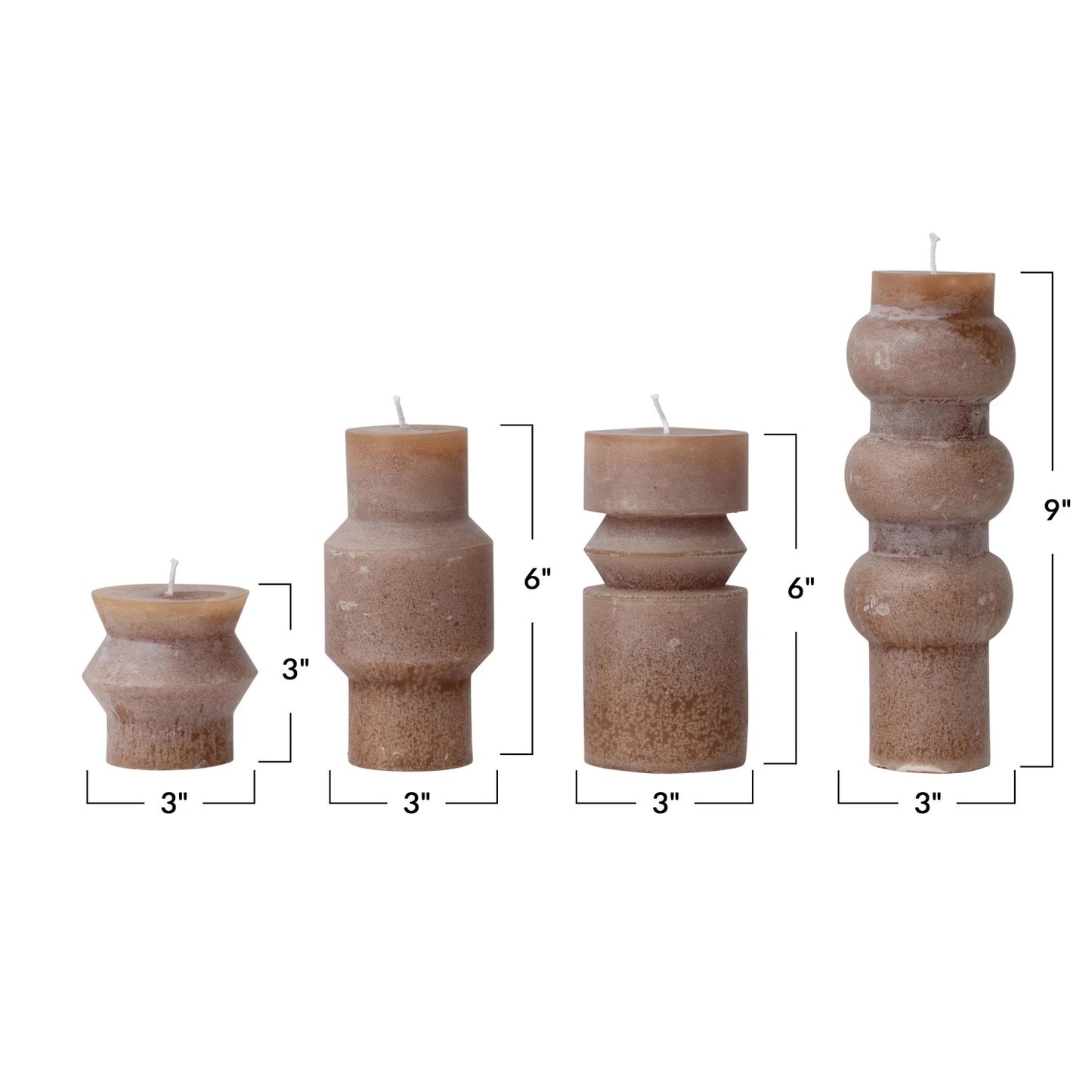 Unscented Totem Pillar Candle-Brown