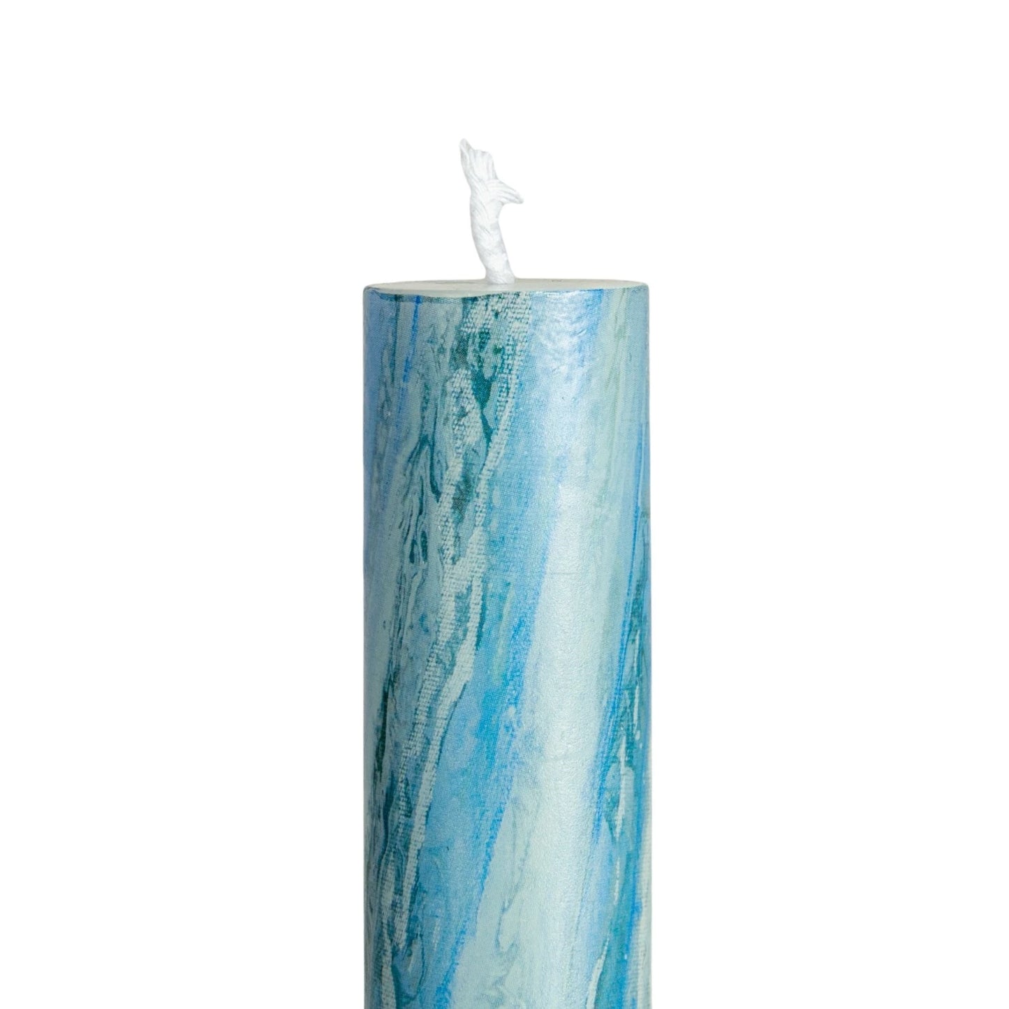 Unscented Taper Candles in Box, Marbled Blue