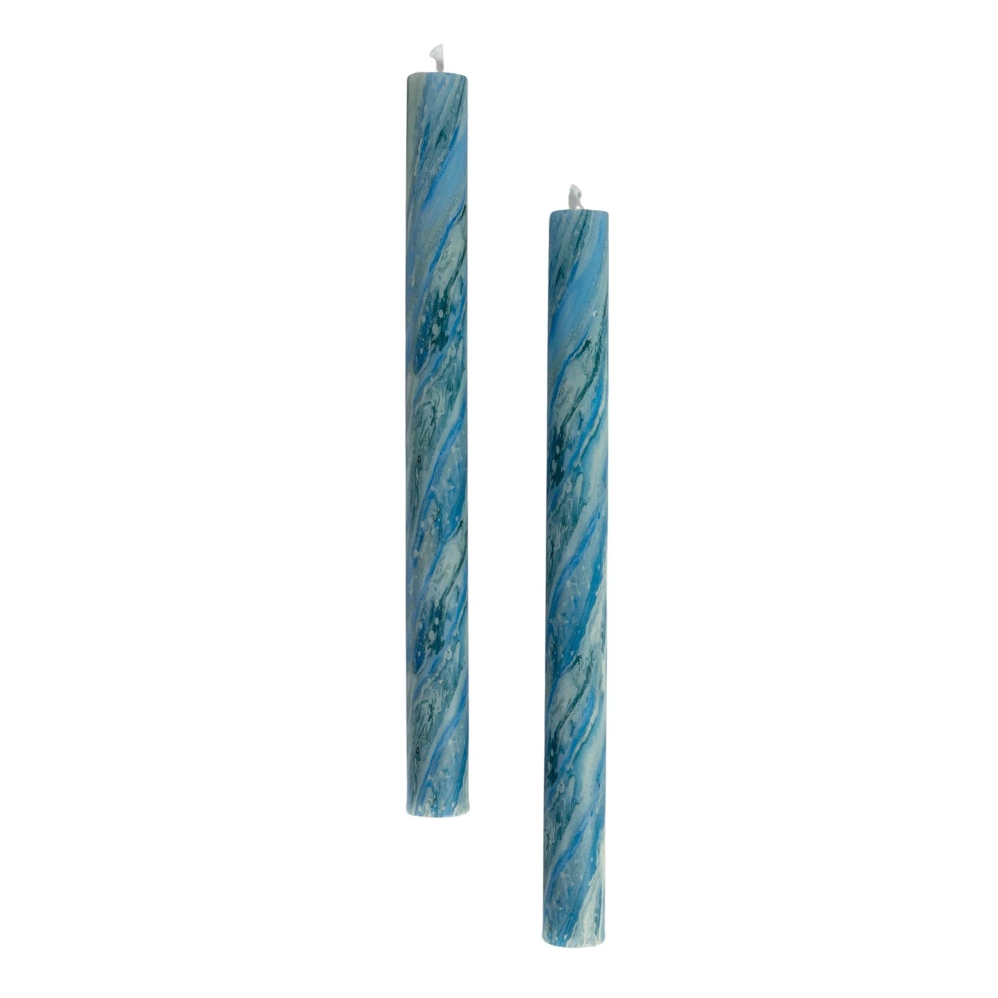 Unscented Taper Candles in Box, Marbled Blue