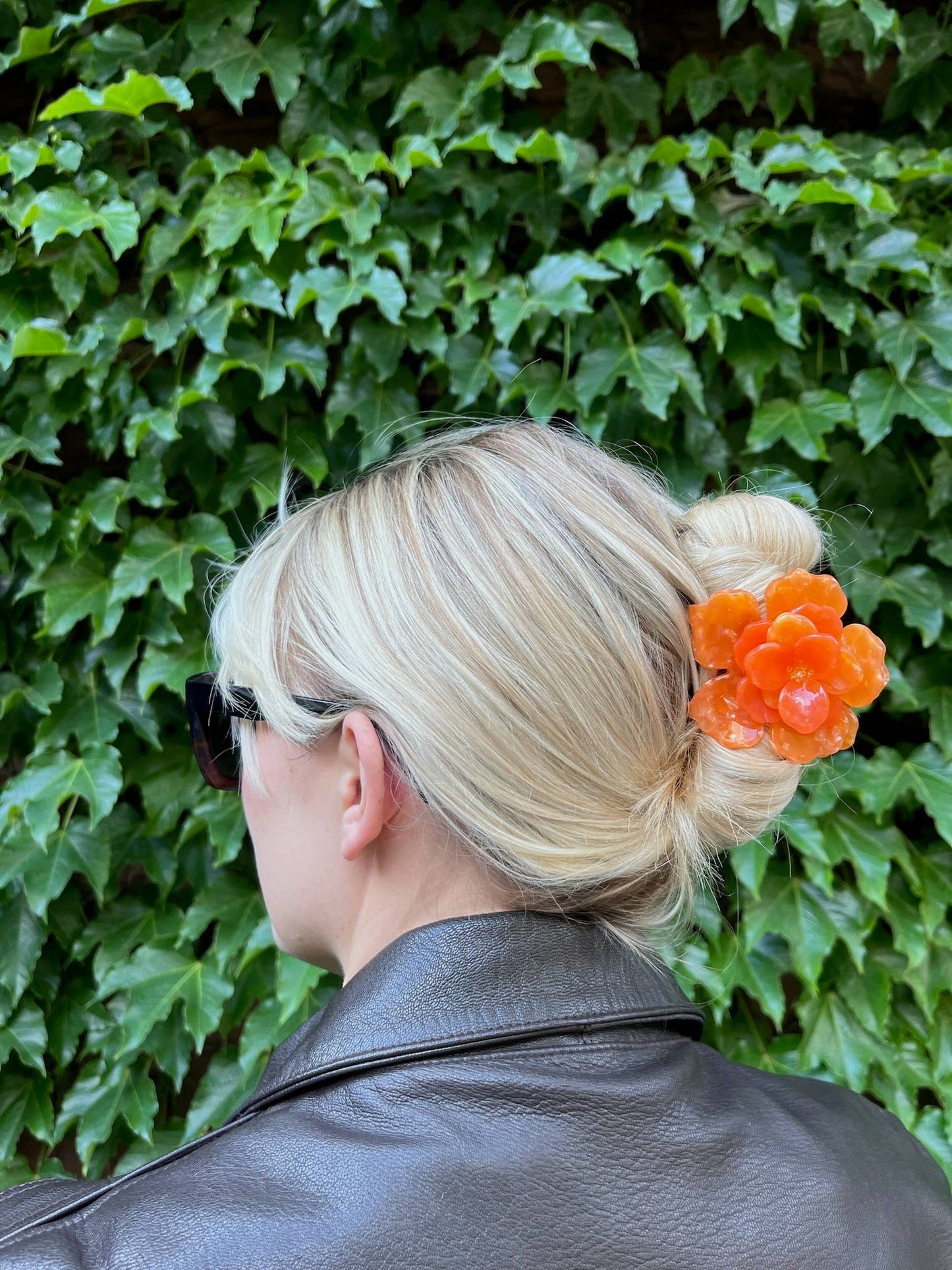 Handmade Origami Marigold Flower Claw Hair Clip