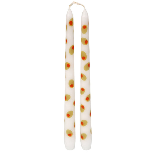 Olive Taper Dinner Candles - 2 Pack