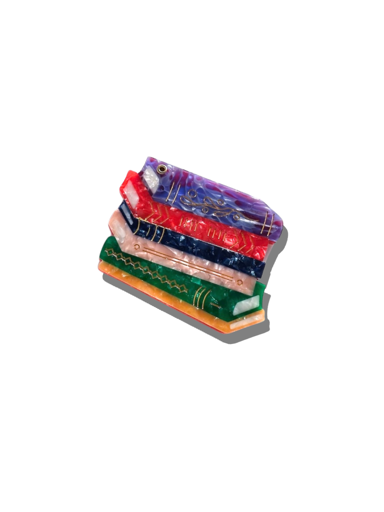 Hand-painted Book Stack Compact Mirror | Eco-Friendly