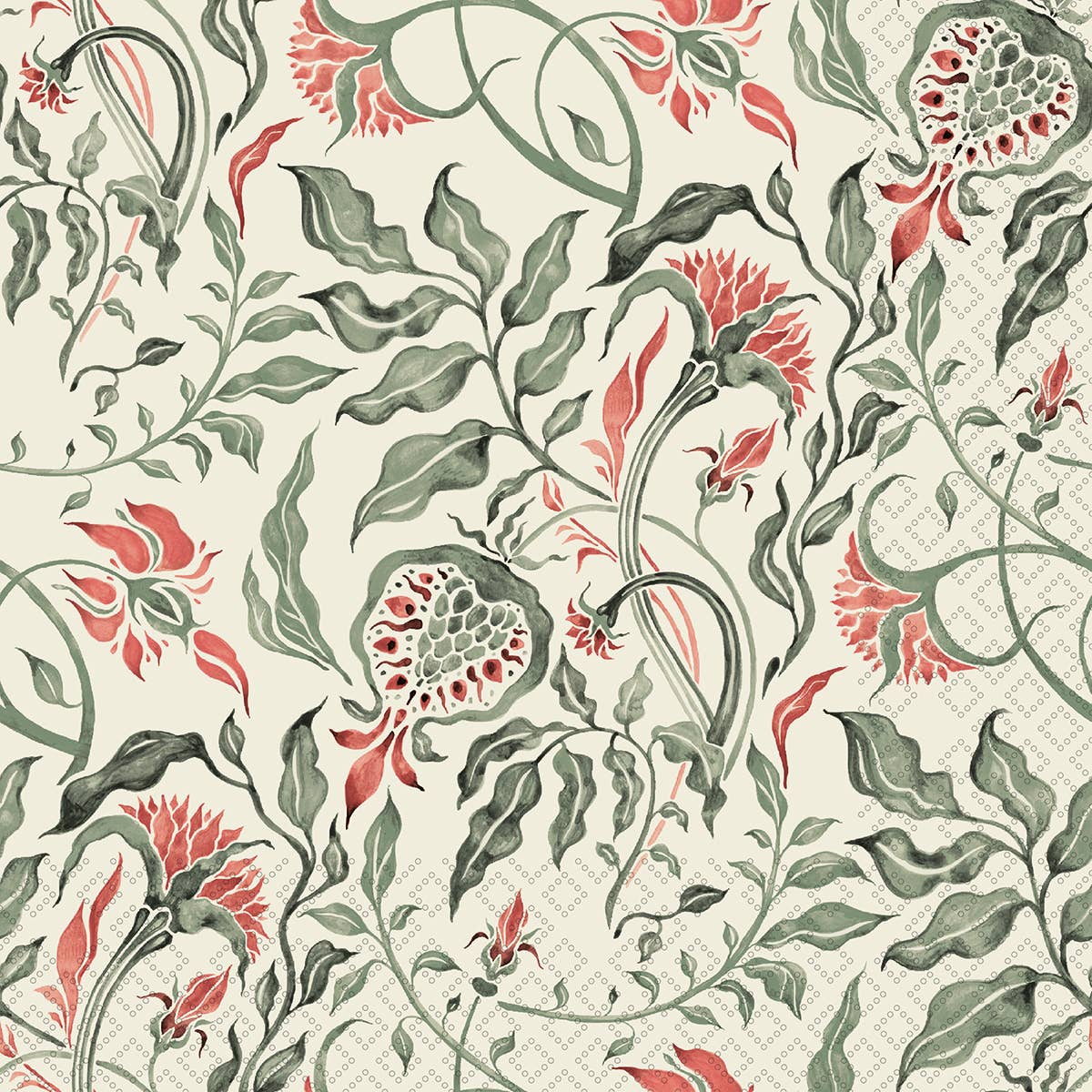 Paper Cocktail Napkins-Royal Pattern Olive