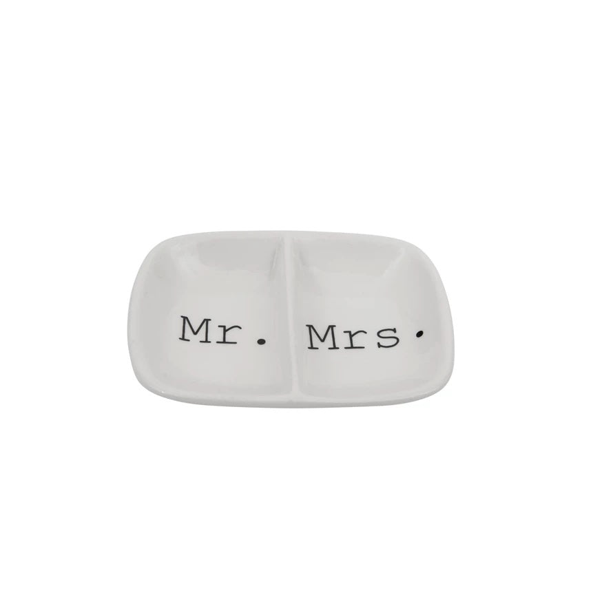 Mr./Mrs. Ceramic 2-Section Dish