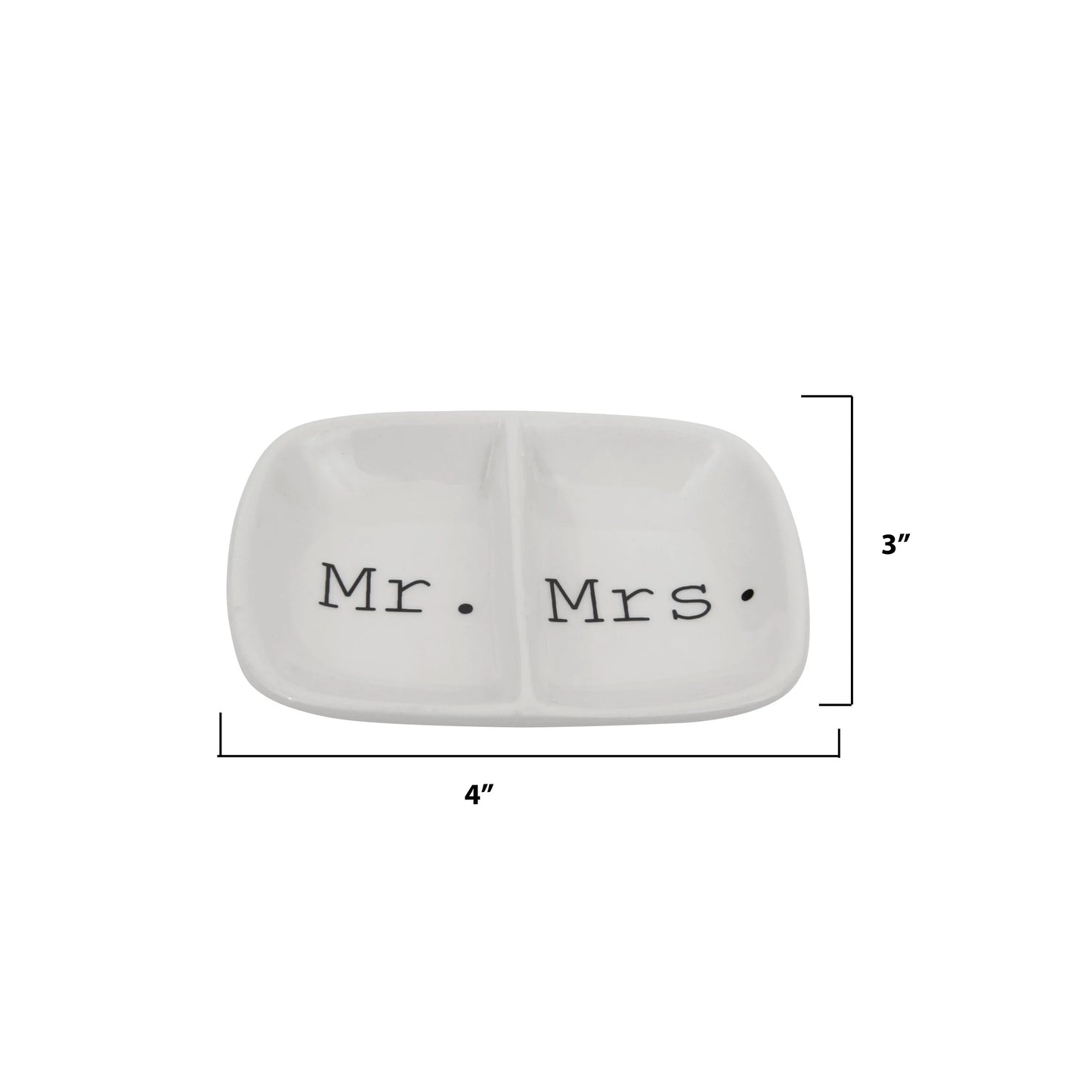 Mr./Mrs. Ceramic 2-Section Dish