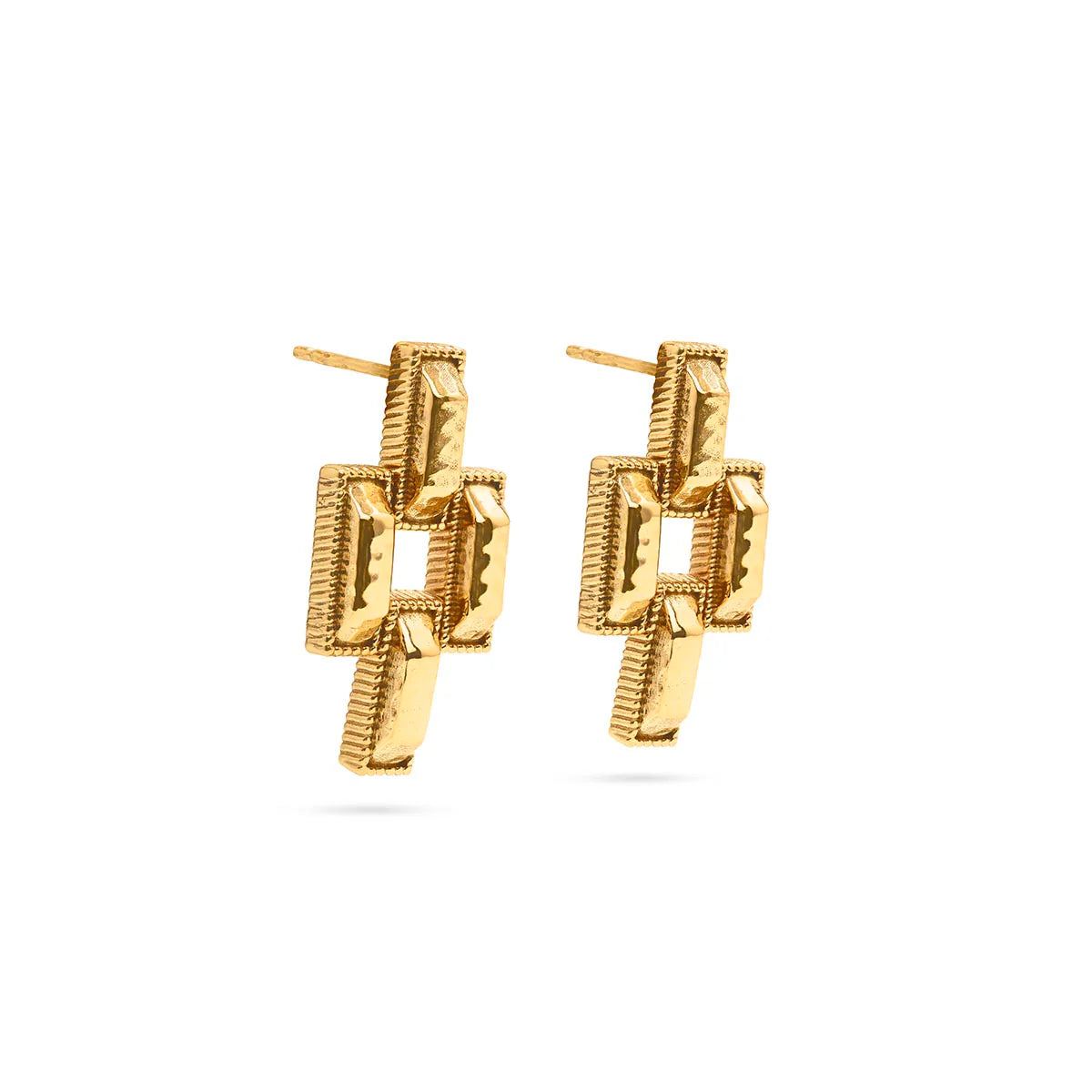 Pathway Post Small Link Earrings - Gold