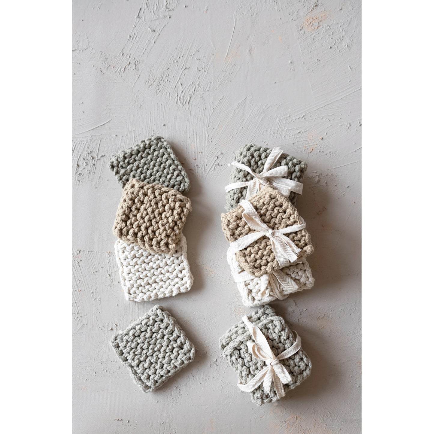 Cotton Crocheted Coasters, Set of 4, 4 Colors