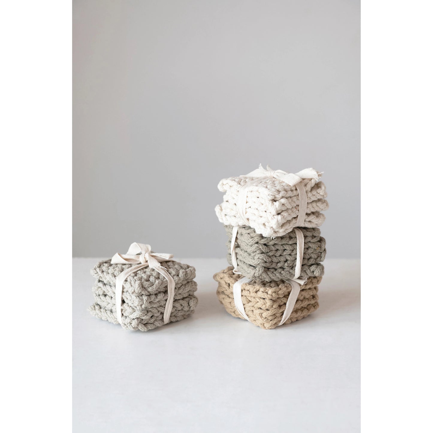 Cotton Crocheted Coasters, Set of 4, 4 Colors