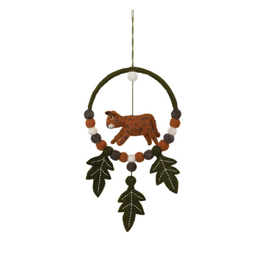 Wool Felt Mobile with Cheetah and Leaves