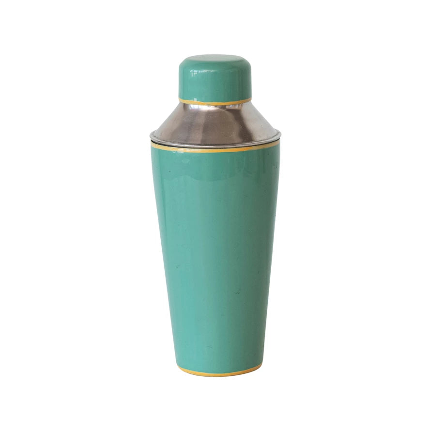 21 oz. Enameled Stainless Steel Cocktail Shaker w/ Colored Edge