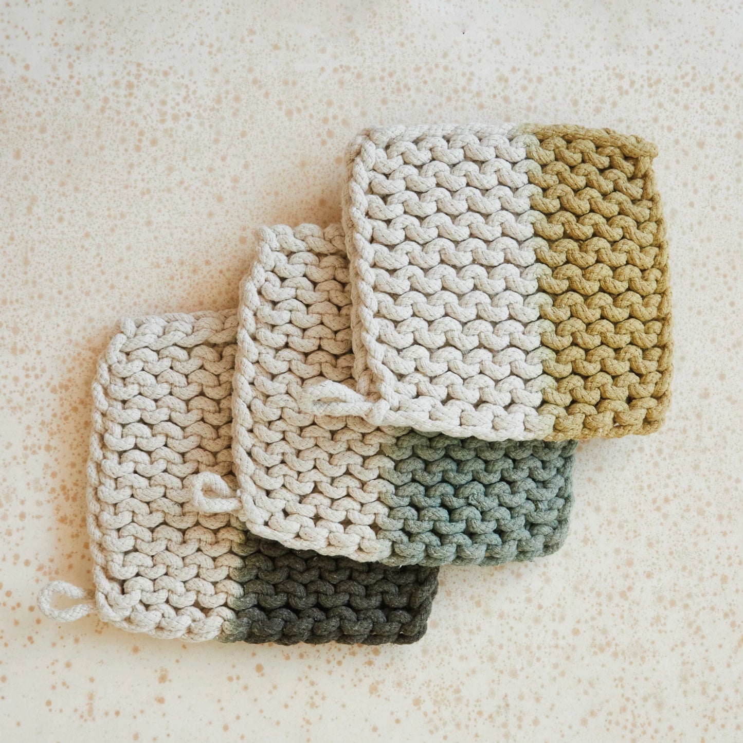 Cotton Crocheted Dip Dyed Pot Holder, 3 Styles