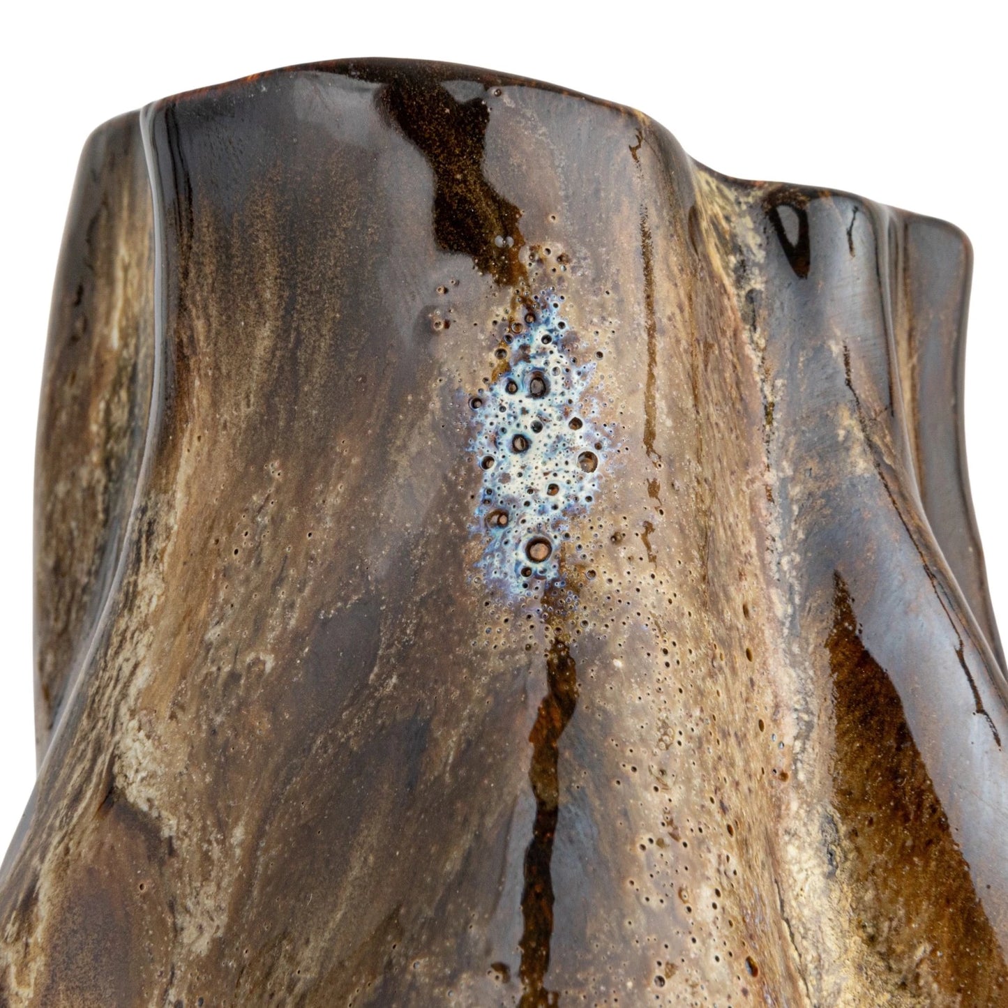 Hand-Painted Stoneware Organic Shaped Vase (Each One Will Vary)