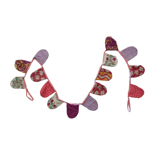 Hand-Embroidered Vintage Kantha Pennant Garland (Each Will Vary)