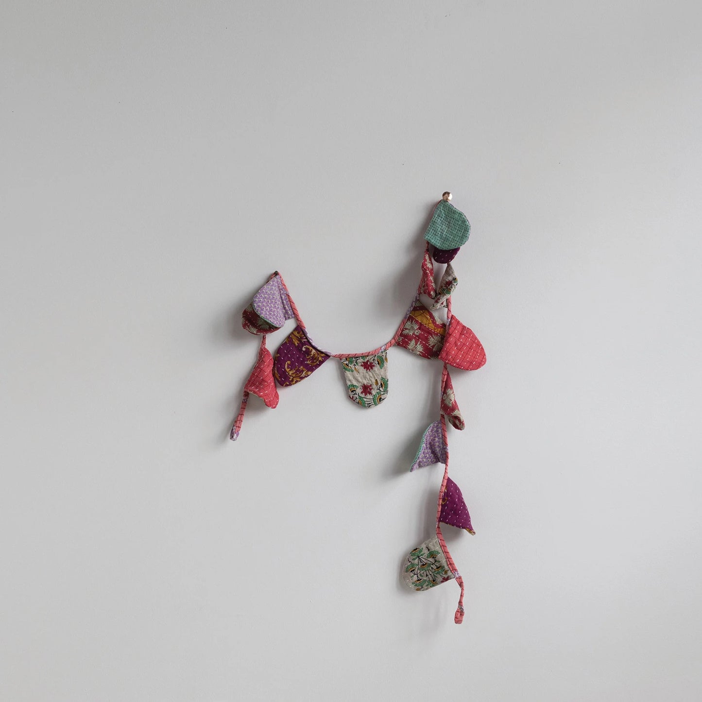 Hand-Embroidered Vintage Kantha Pennant Garland (Each Will Vary)