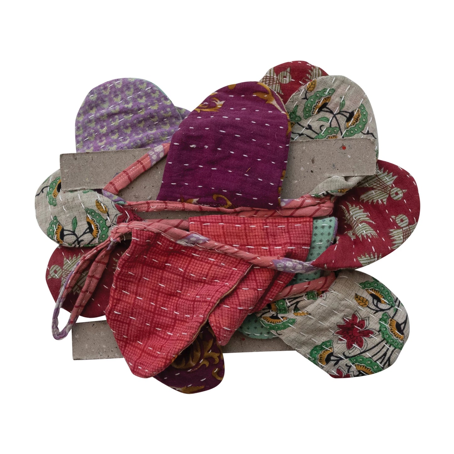 Hand-Embroidered Vintage Kantha Pennant Garland (Each Will Vary)