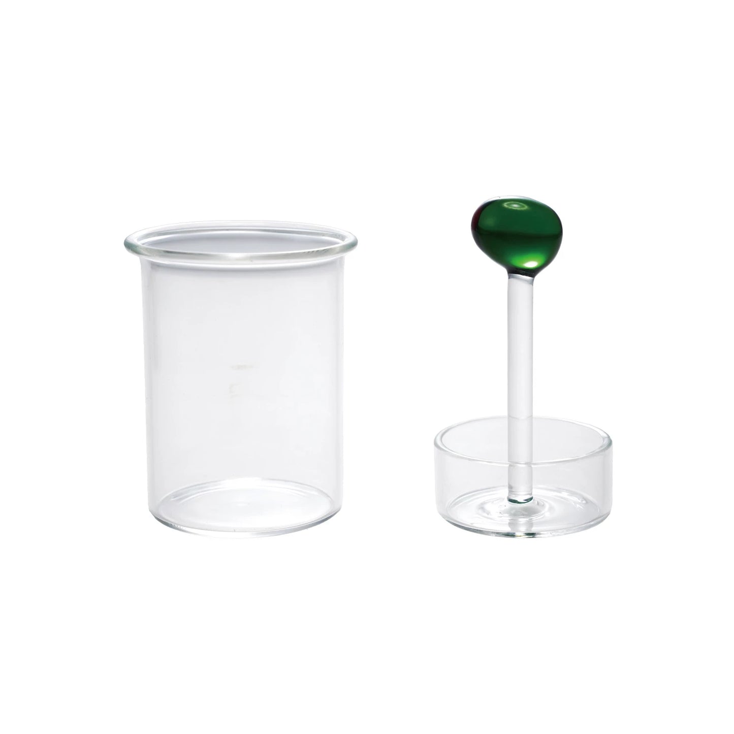 Glass Toothpick Holder with Hand-Blown Olive, Green & Red