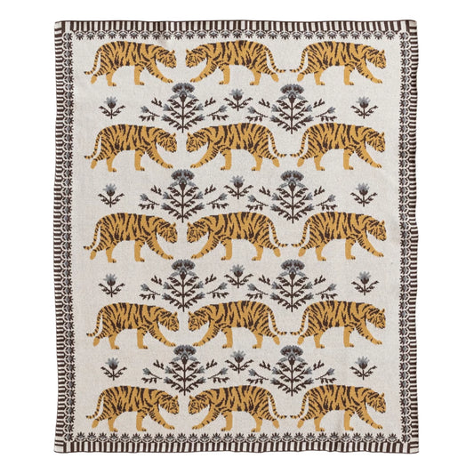 Cotton Knit Baby Blanket w/ Tigers