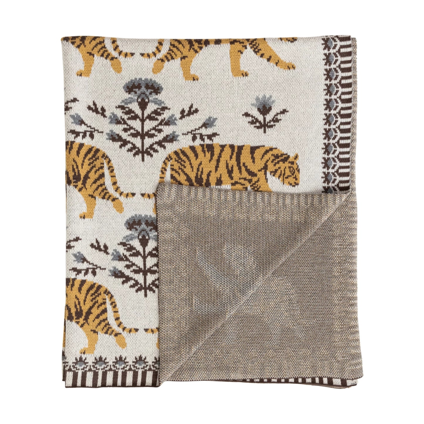 Cotton Knit Baby Blanket w/ Tigers