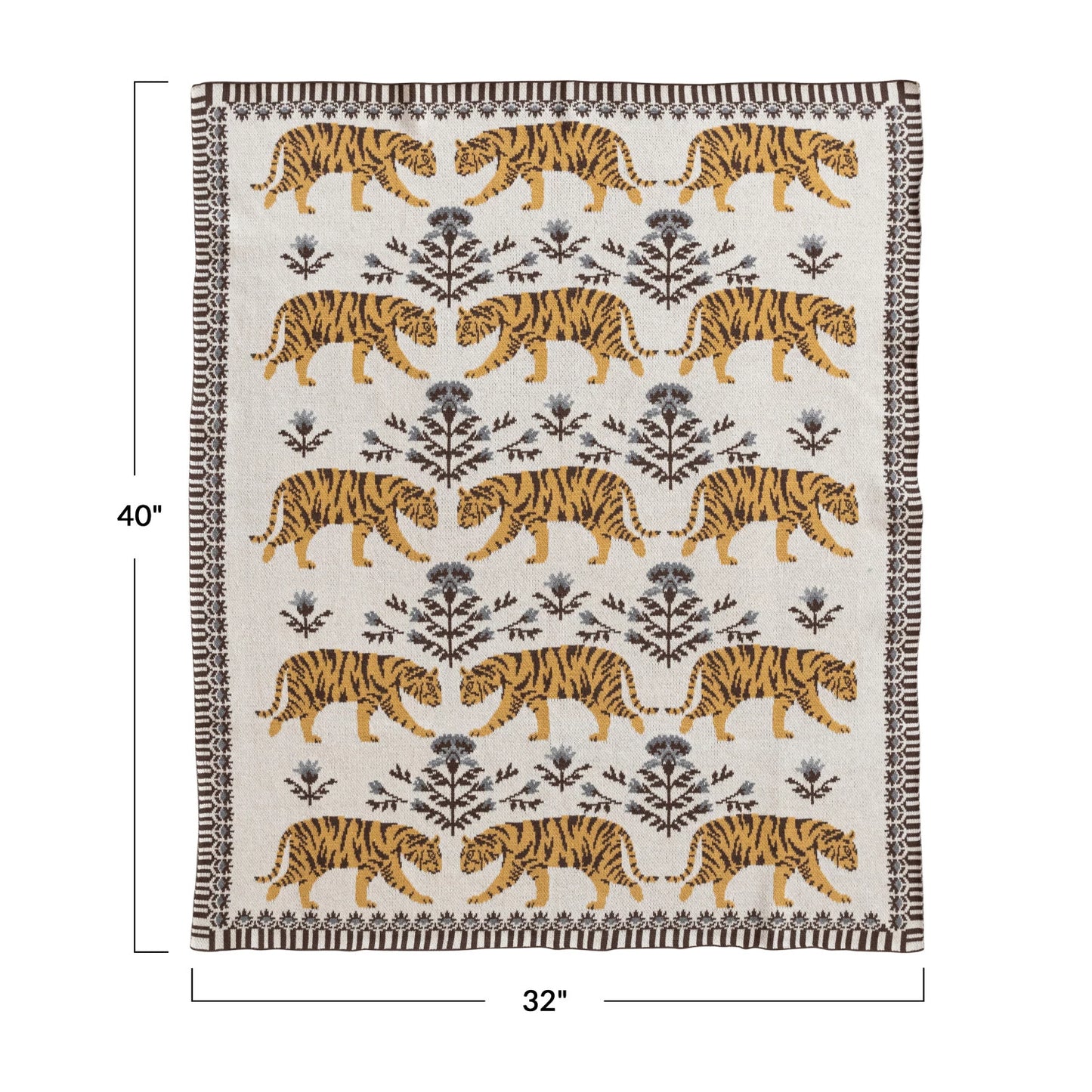 Cotton Knit Baby Blanket w/ Tigers
