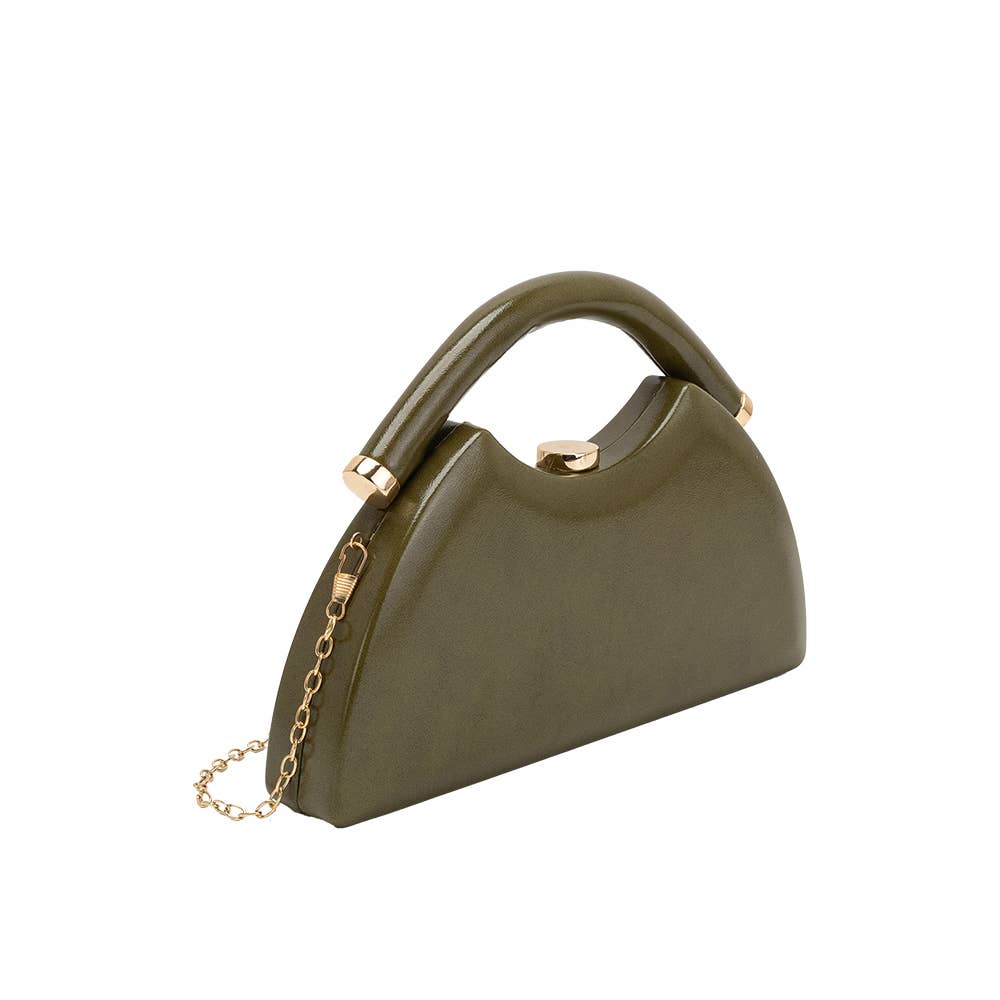 Roz Olive Vegan Leather Top Handle Bag Pre-Order 10/25