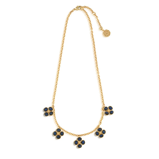 Berry Clover Multi Station Necklace- Blue Laborite