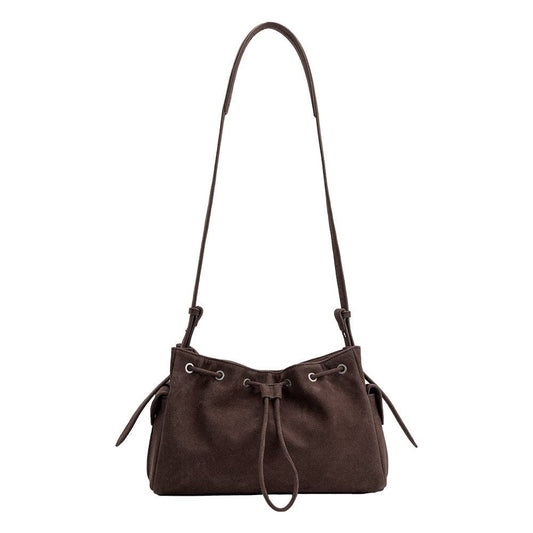 Rhuby Chocolate Recycled Vegan Suede Shoulder Bag