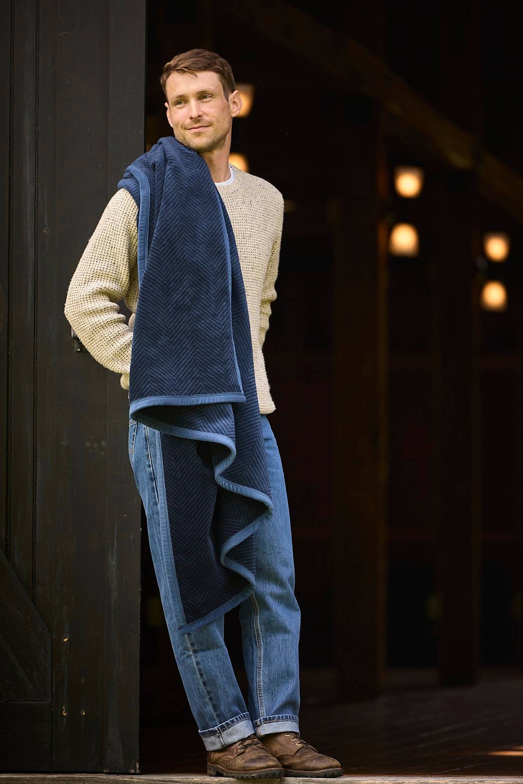 Harborview Herringbone Deep Sea Blanket: Original
