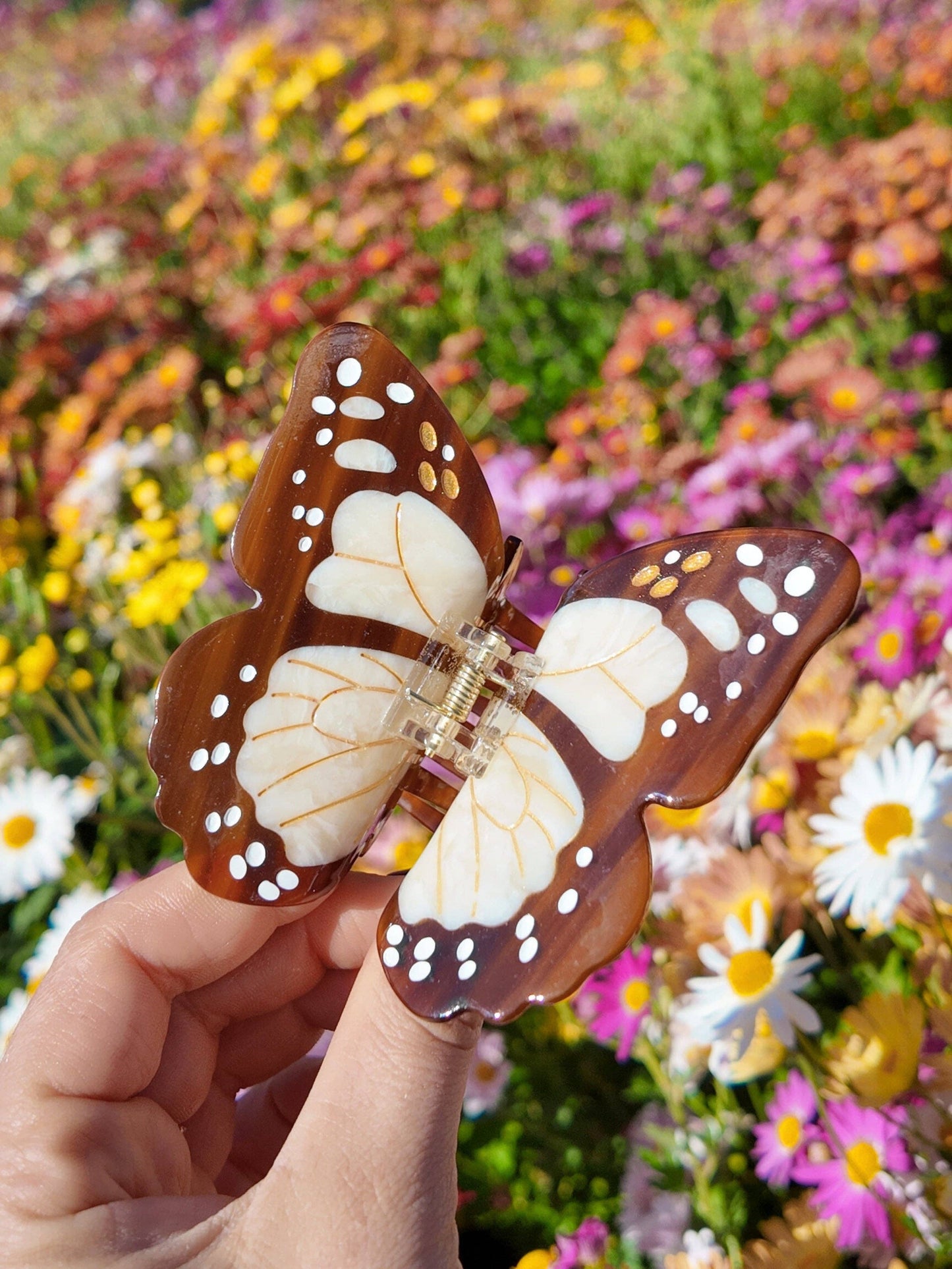 Hand-painted Boho Monarch Claw Hair Clip | Eco-Friendly: Brown