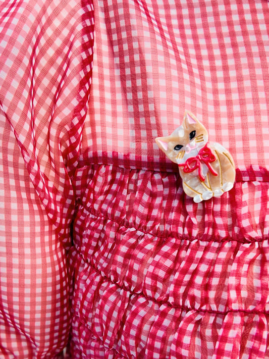 Hand-painted Kitten Brooch Pin