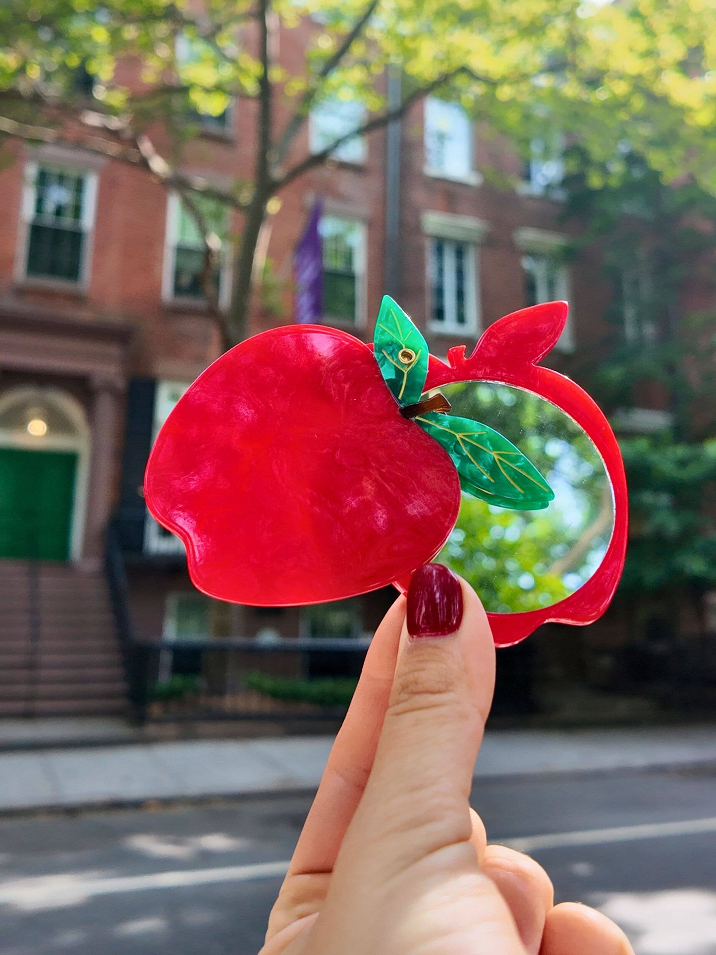 Hand-painted Apple Compact Mirror