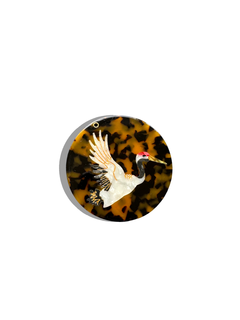 Hand-painted Crane Compact Mirror | Eco-Friendly