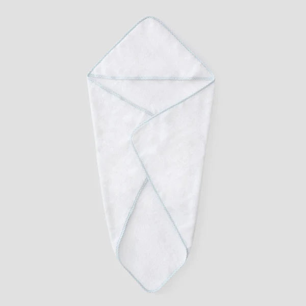 Baby Hooded Towel-Light Blue Gingham on White