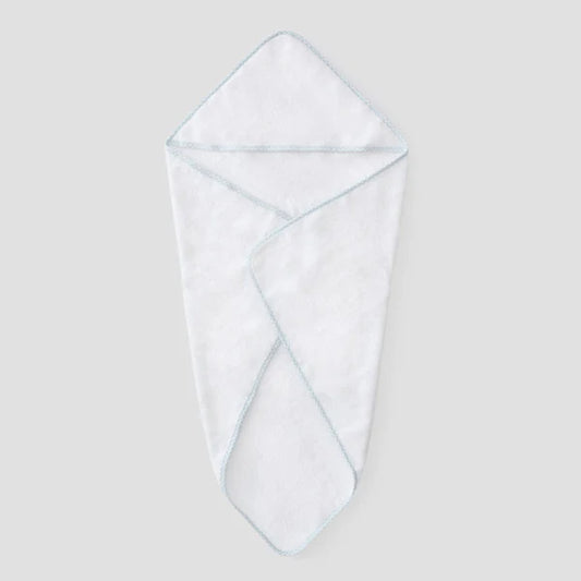 Baby Hooded Towel-Light Blue Gingham on White