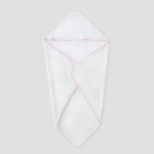 Baby Hooded Towel-Light Pink Gingham on White