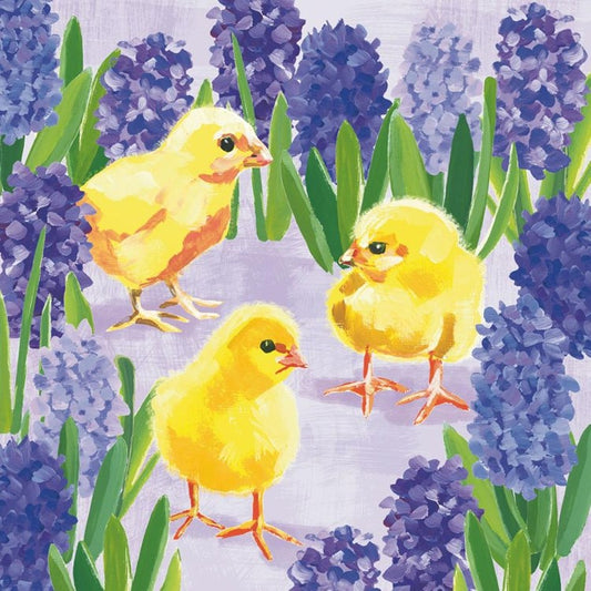 Chicks in Hyacinth Napkins