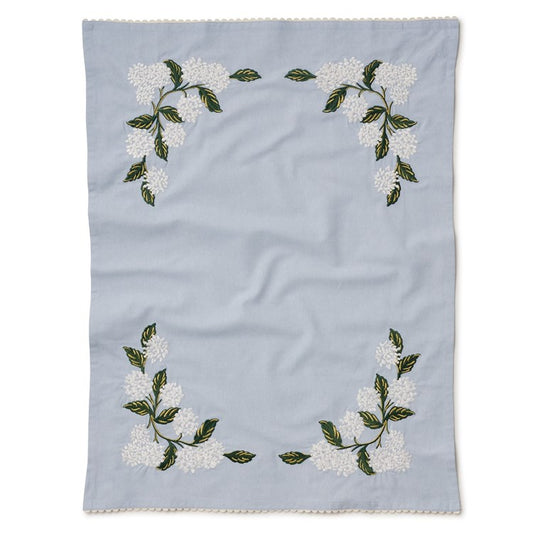 Hydrangea Embroidered Tea Towel