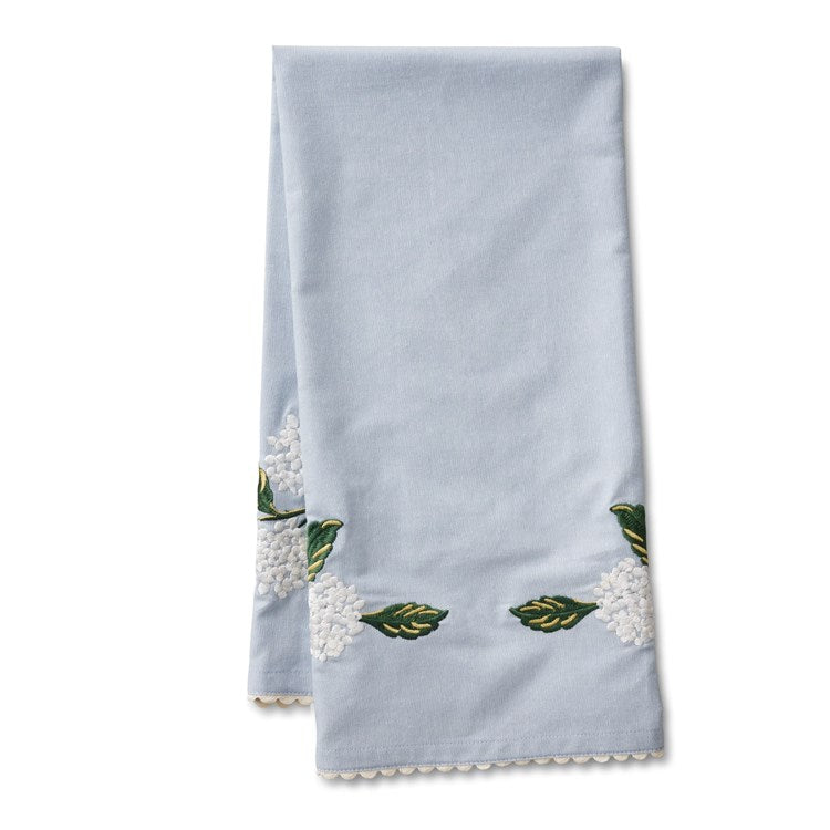 Hydrangea Embroidered Tea Towel